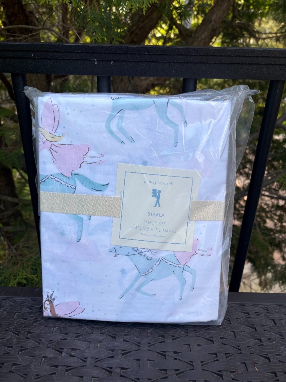 Pottery Barn Kids STARLA Whimsical Fairy & Unicorn twin size sheets 100% cotton